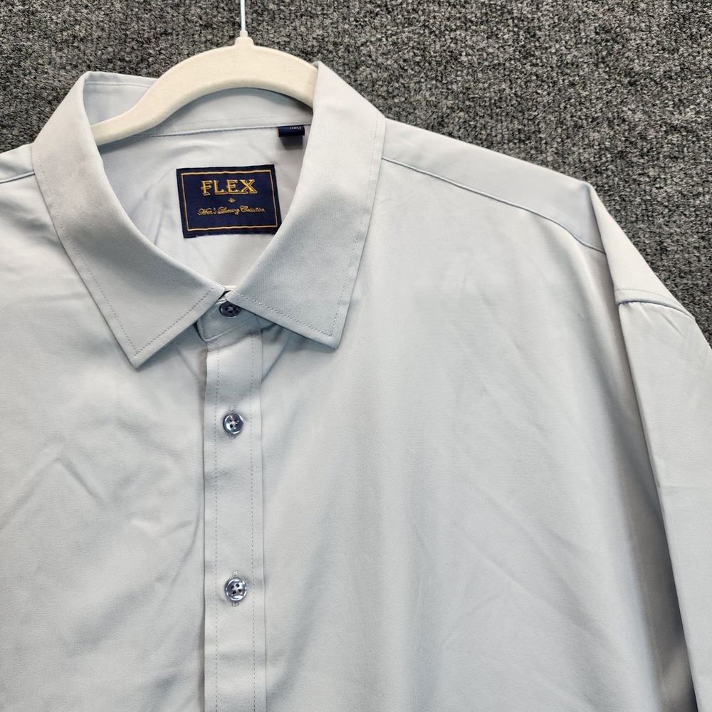 FLEX Men's Luxury Collection Light Blue Stretch Button Down Dress Shirt 3XL